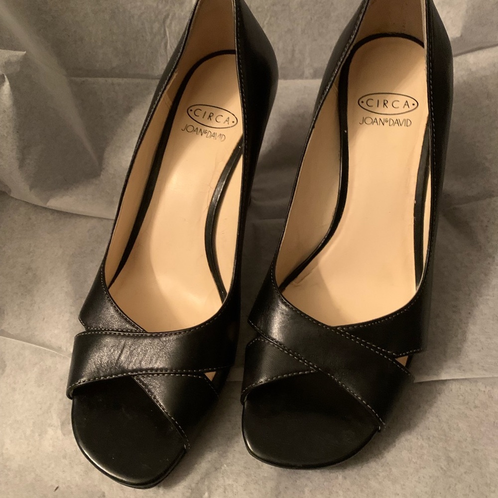 Joan & David Circa Wedge Black Open Toe Heels - image 1